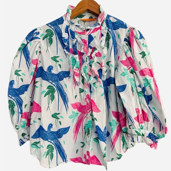 OLIPHANT Ruffle Front Button Blouse - Picture 2 of 11